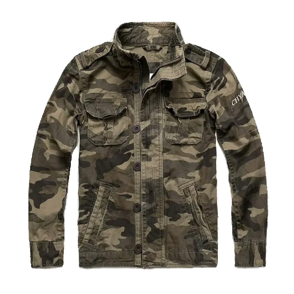 Xingfenly Men Jacket Denim Retro Cargo Jacketes Outdoor